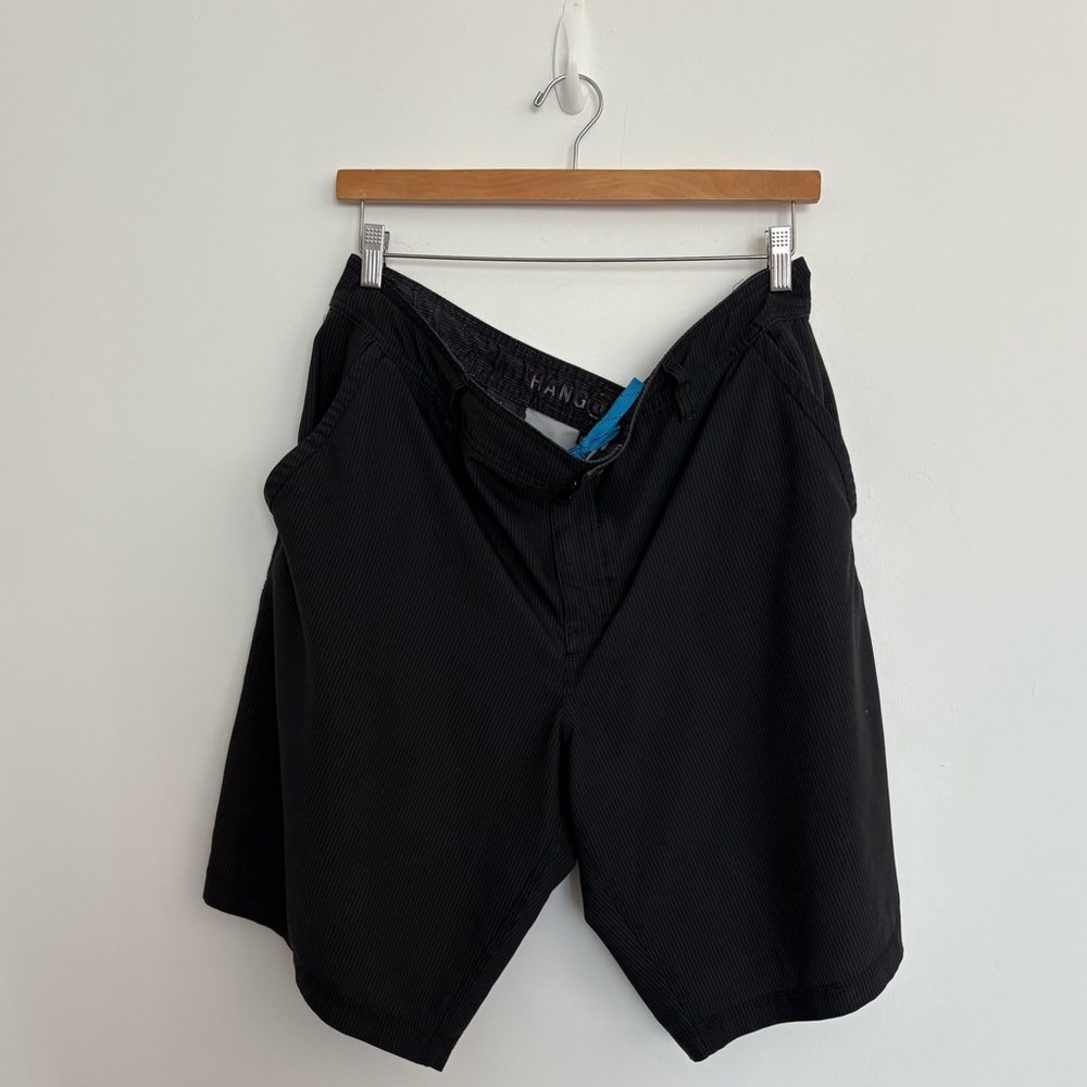 Hangten Mens Boardshort Swim Trunks Size 38 Black Dark Gray Stripped Summer Swim